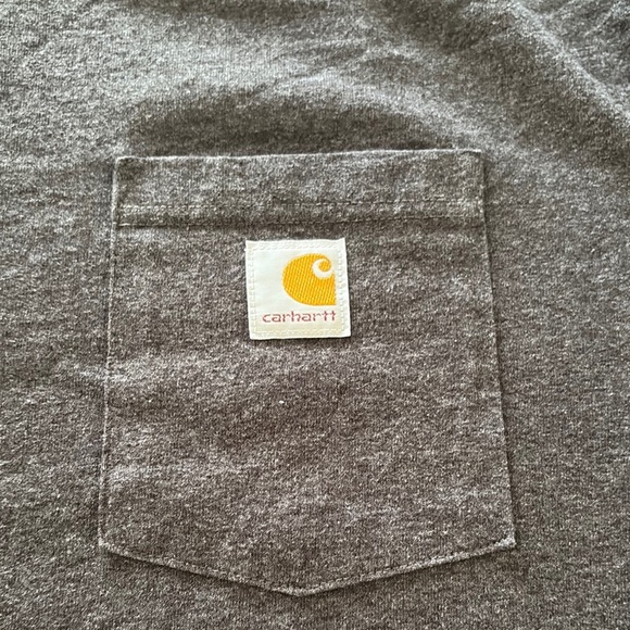 Gently Loved Carhartt Men's Dark Gray Pocket Tee - Picture 2 of 7
